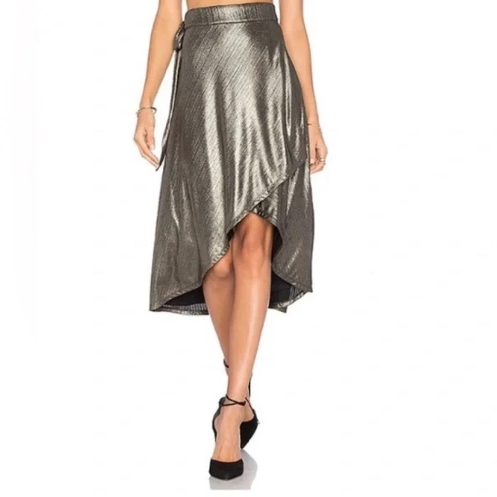 HOUSE OF HARLOW 1960 x REVOLVE Maya Wrap Skirt in Liquid Gold - Picture 1 of 5
